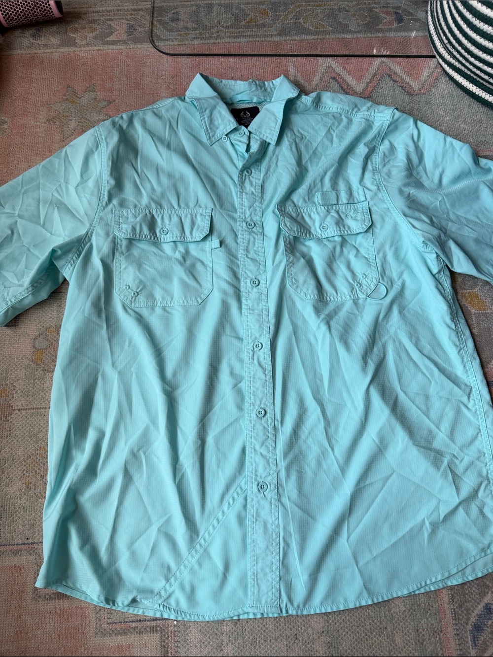 Realtree Light Blue Short Sleeve Button-Down Shirt